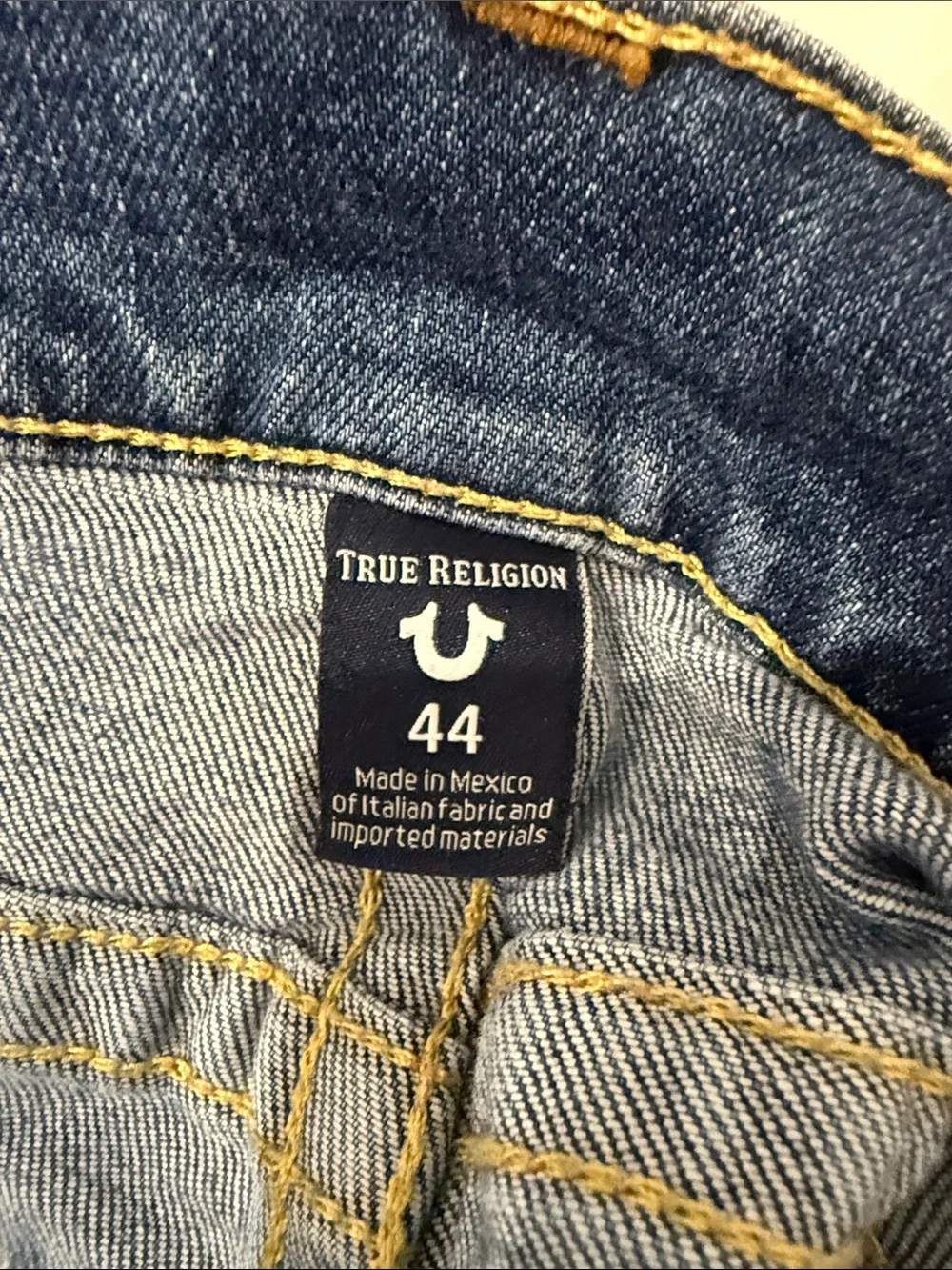 True Religion Men’s Straight Leg Mid-Blue Denim Jeans